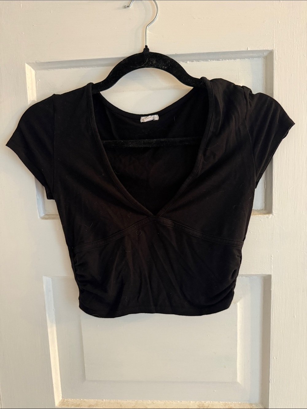 Garage Black V-Neck Cropped Top
